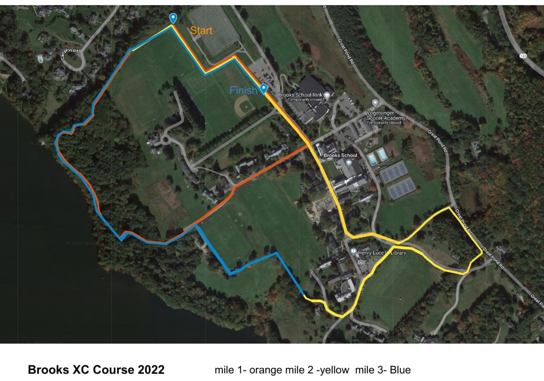 Brooks School 5K 2022 course map