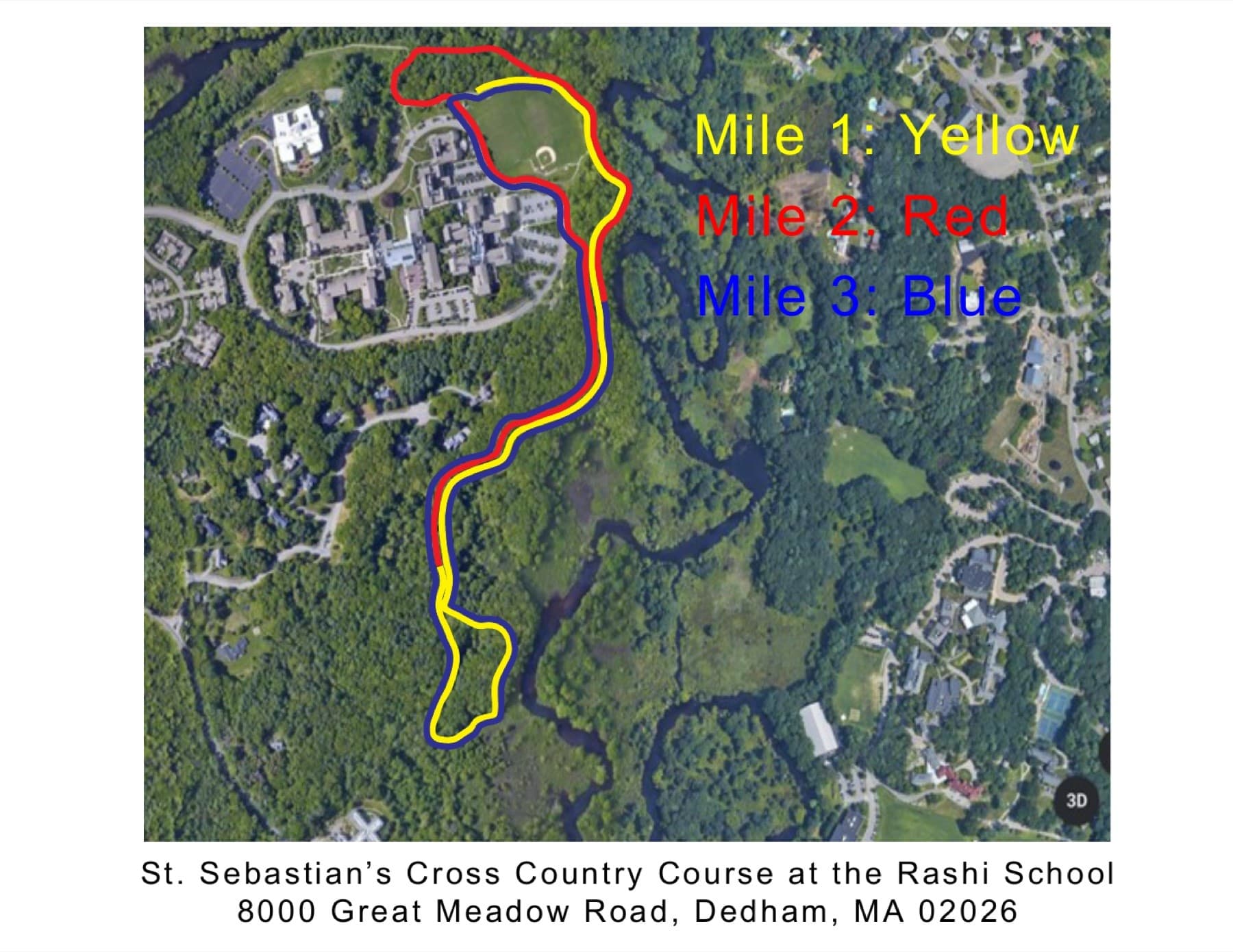 St. Sebastian's 5K Course 2022 Rashi School map