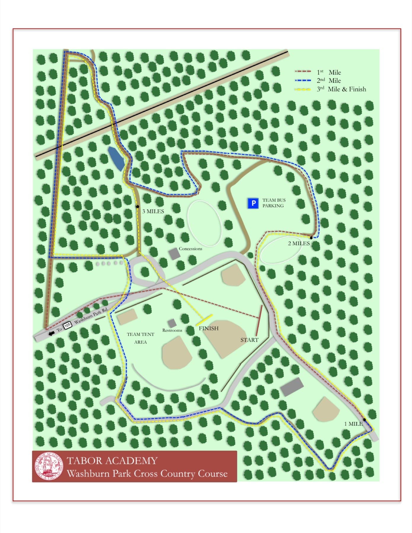 Washington Park 5K Course 2022 Tabor park course map